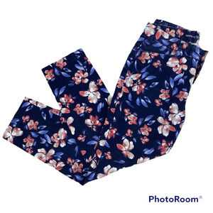 Khakis By Gap Women's Slim City Floral Print Crop Chino Pants Size 0 Blue Pink